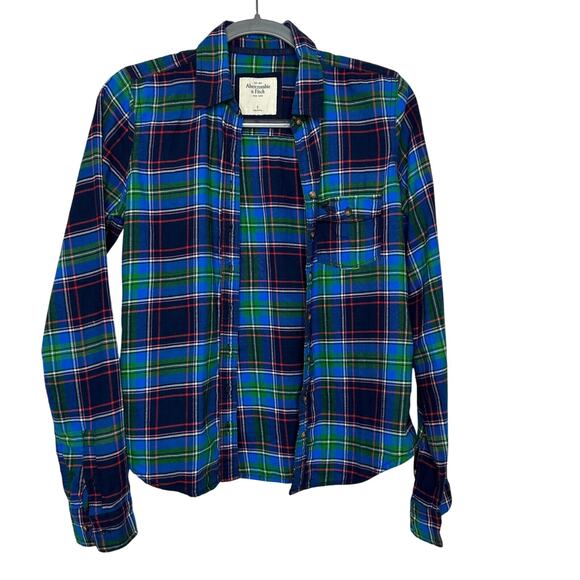 Abercrombie & Fitch Tops - Abercrombie & Fitch Blue Green Red Plaid Button Down Long Sleeve Shirt S